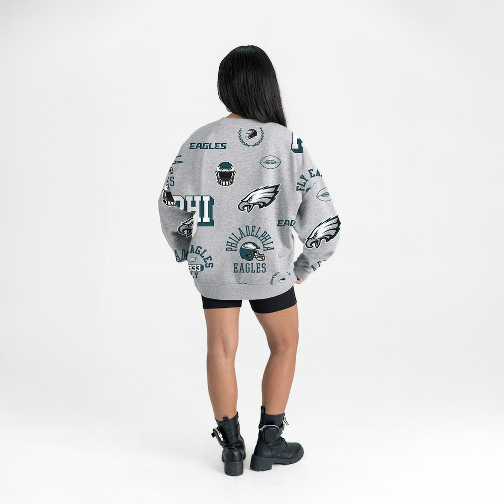 Philadelphia Eagles Gameday Couture Women's Always On Repeat Fleece Sweatshirt - Heather Gray cheap