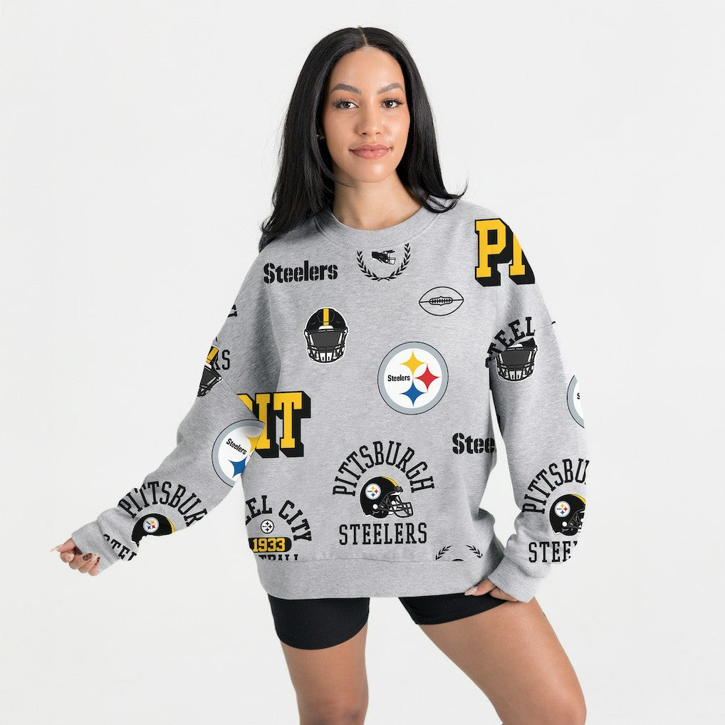 Pittsburgh Steelers Gameday Couture Women's Always On Repeat Fleece Sweatshirt - Heather Gray outlet