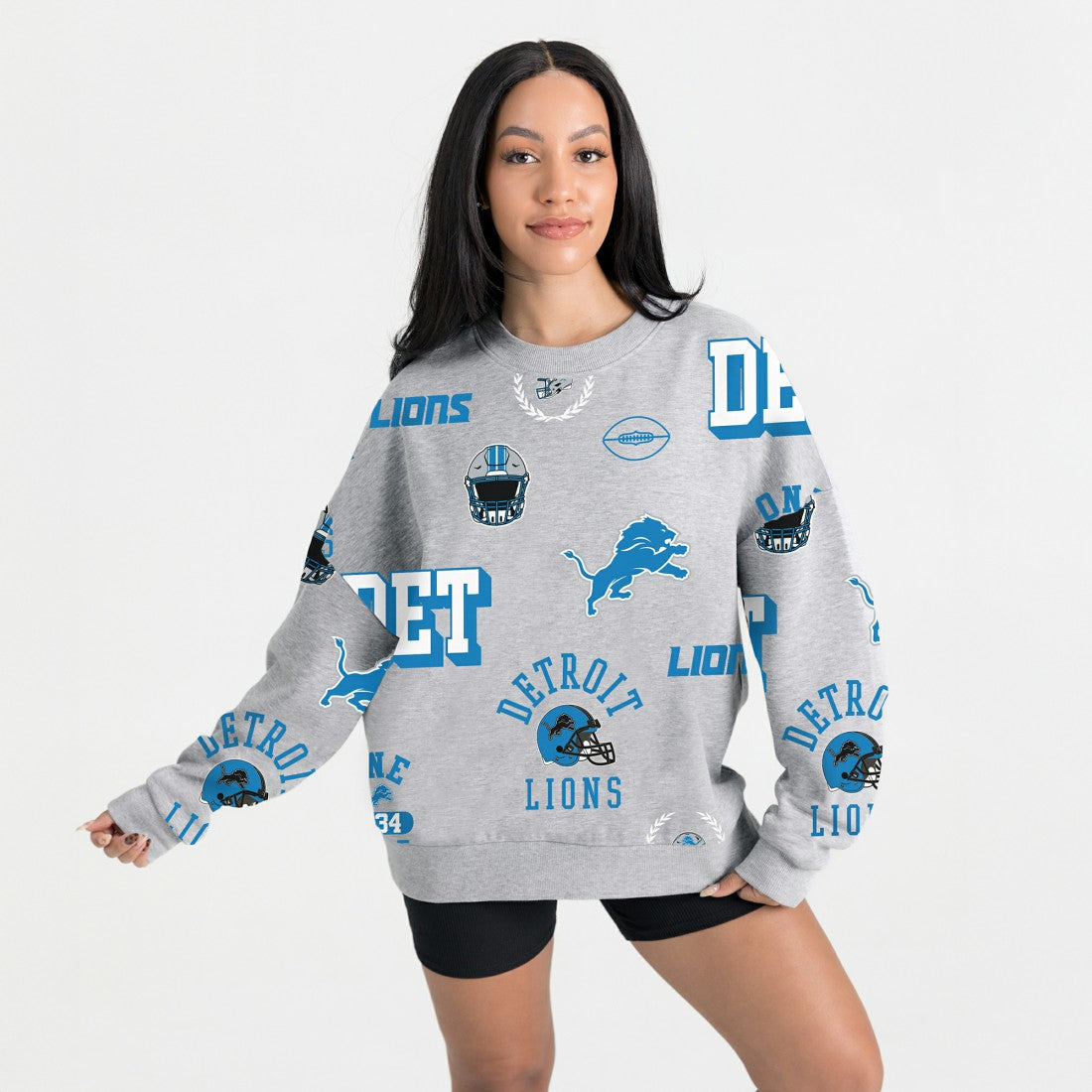 Detroit Lions Gameday Couture Women's Always On Repeat Fleece Sweatshirt - Heather Gray sale