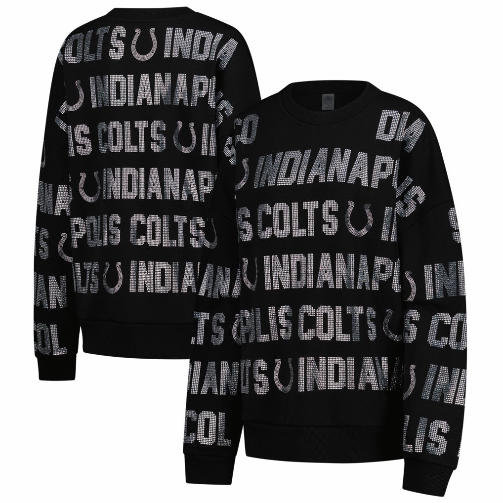 Indianapolis Colts Gameday Couture Women's Oversized Hype Era Rhinestone Text Sweatshirt - Black discount