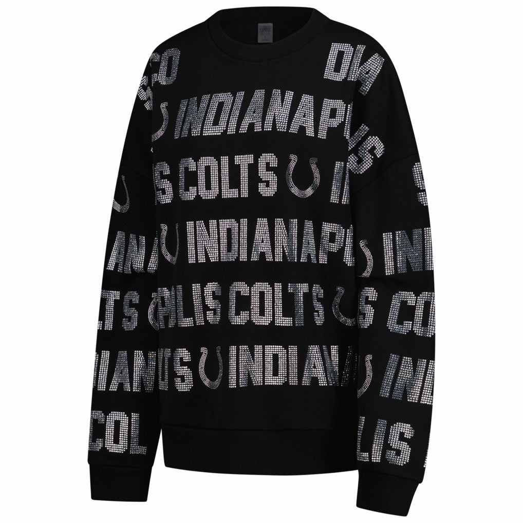 Indianapolis Colts Gameday Couture Women's Oversized Hype Era Rhinestone Text Sweatshirt - Black discount
