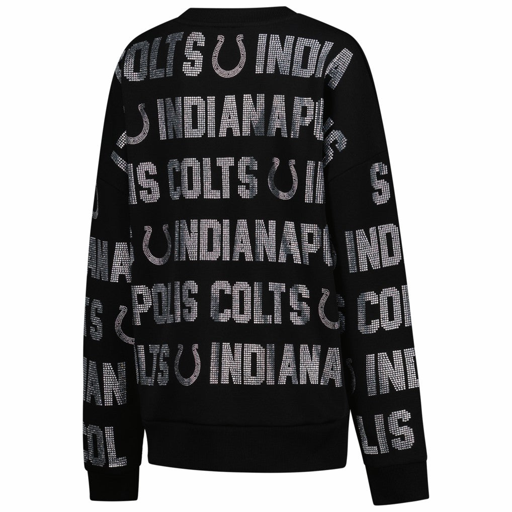 Indianapolis Colts Gameday Couture Women's Oversized Hype Era Rhinestone Text Sweatshirt - Black discount