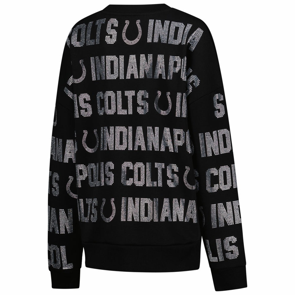 Indianapolis Colts Gameday Couture Women's Oversized Hype Era Rhinestone Text Sweatshirt - Black discount
