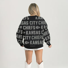 Kansas City Chiefs Gameday Couture Women's Oversized Hype Era Rhinestone Text Sweatshirt - Black online