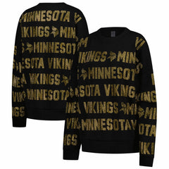 Minnesota Vikings Gameday Couture Women's Oversized Hype Era Rhinestone Text Sweatshirt - Black outlet