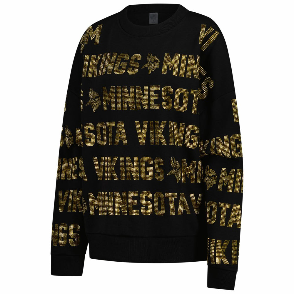 Minnesota Vikings Gameday Couture Women's Oversized Hype Era Rhinestone Text Sweatshirt - Black outlet