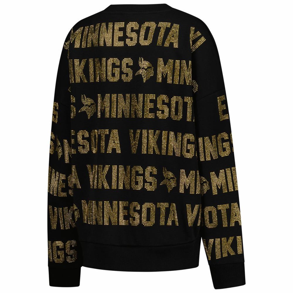 Minnesota Vikings Gameday Couture Women's Oversized Hype Era Rhinestone Text Sweatshirt - Black outlet