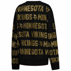 Minnesota Vikings Gameday Couture Women's Oversized Hype Era Rhinestone Text Sweatshirt - Black outlet