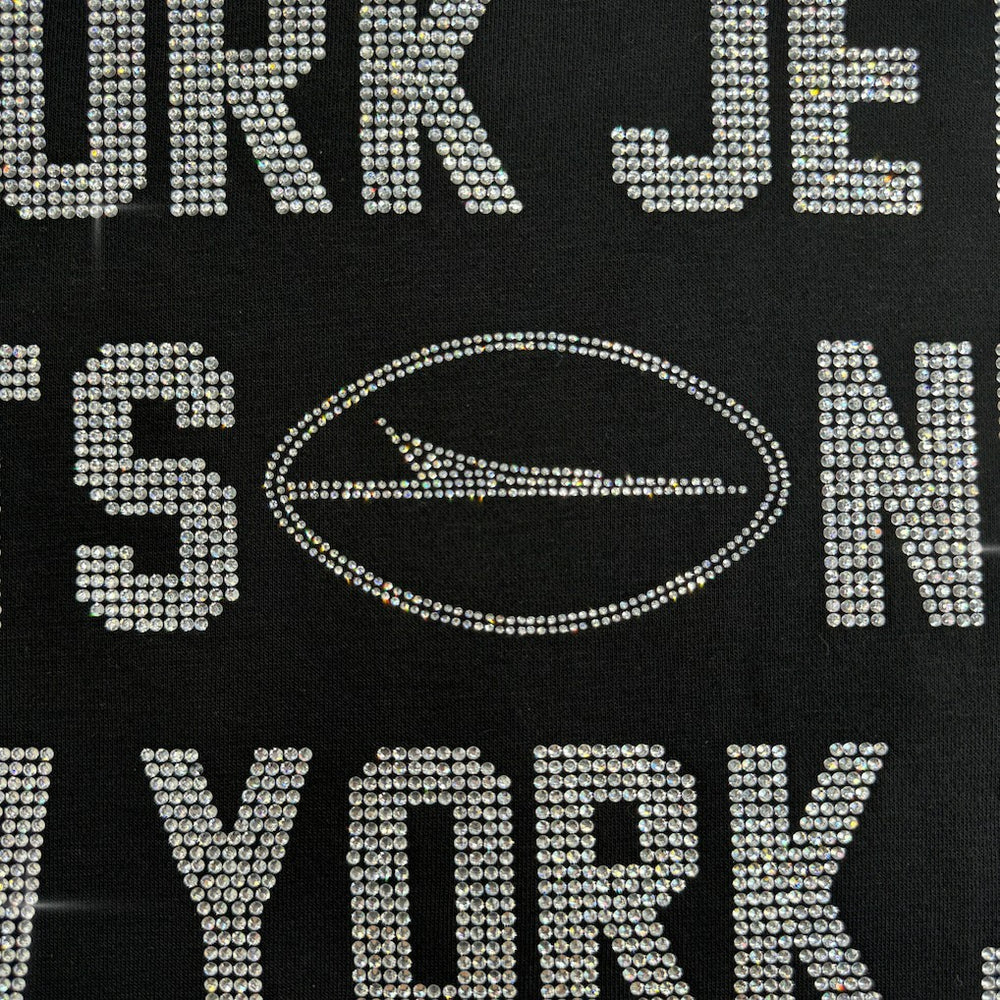 New York Jets Gameday Couture Women's Oversized Hype Era Rhinestone Text Sweatshirt - Black for sale
