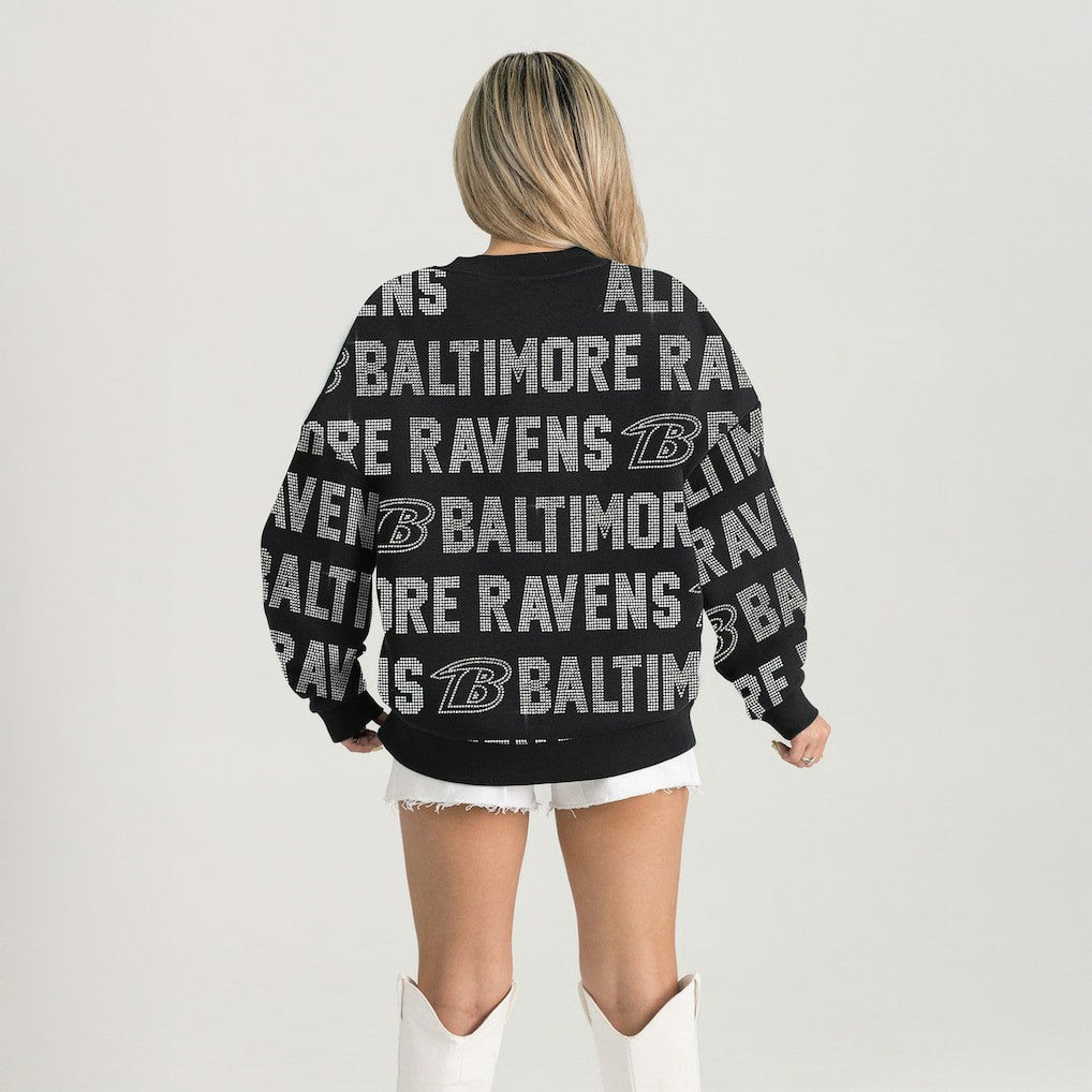 Baltimore Ravens Gameday Couture Women's Oversized Hype Era Rhinestone Text Sweatshirt - Black online