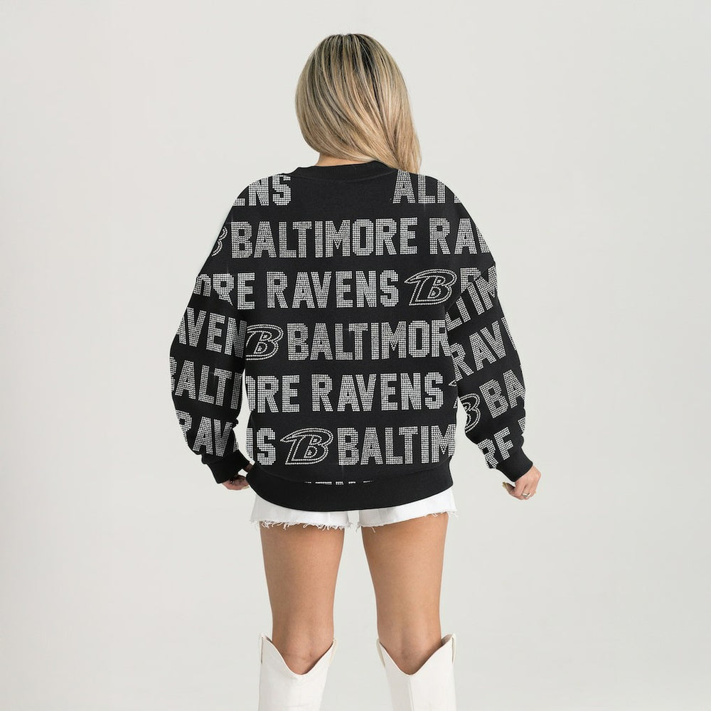 Baltimore Ravens Gameday Couture Women's Oversized Hype Era Rhinestone Text Sweatshirt - Black online