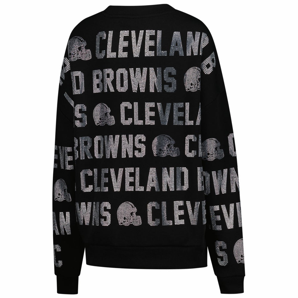 Cleveland Browns Gameday Couture Women's Oversized Hype Era Rhinestone Text Sweatshirt - Black cheap