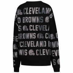 Cleveland Browns Gameday Couture Women's Oversized Hype Era Rhinestone Text Sweatshirt - Black cheap