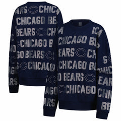 Chicago Bears Gameday Couture Women's Oversized Hype Era Rhinestone Text Sweatshirt - Navy sale