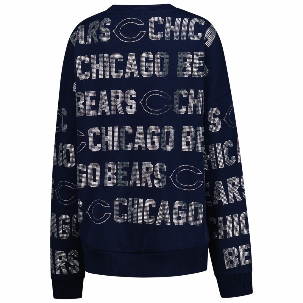 Chicago Bears Gameday Couture Women's Oversized Hype Era Rhinestone Text Sweatshirt - Navy sale