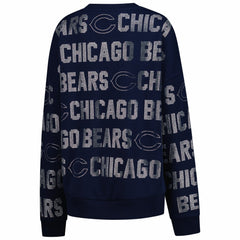 Chicago Bears Gameday Couture Women's Oversized Hype Era Rhinestone Text Sweatshirt - Navy sale