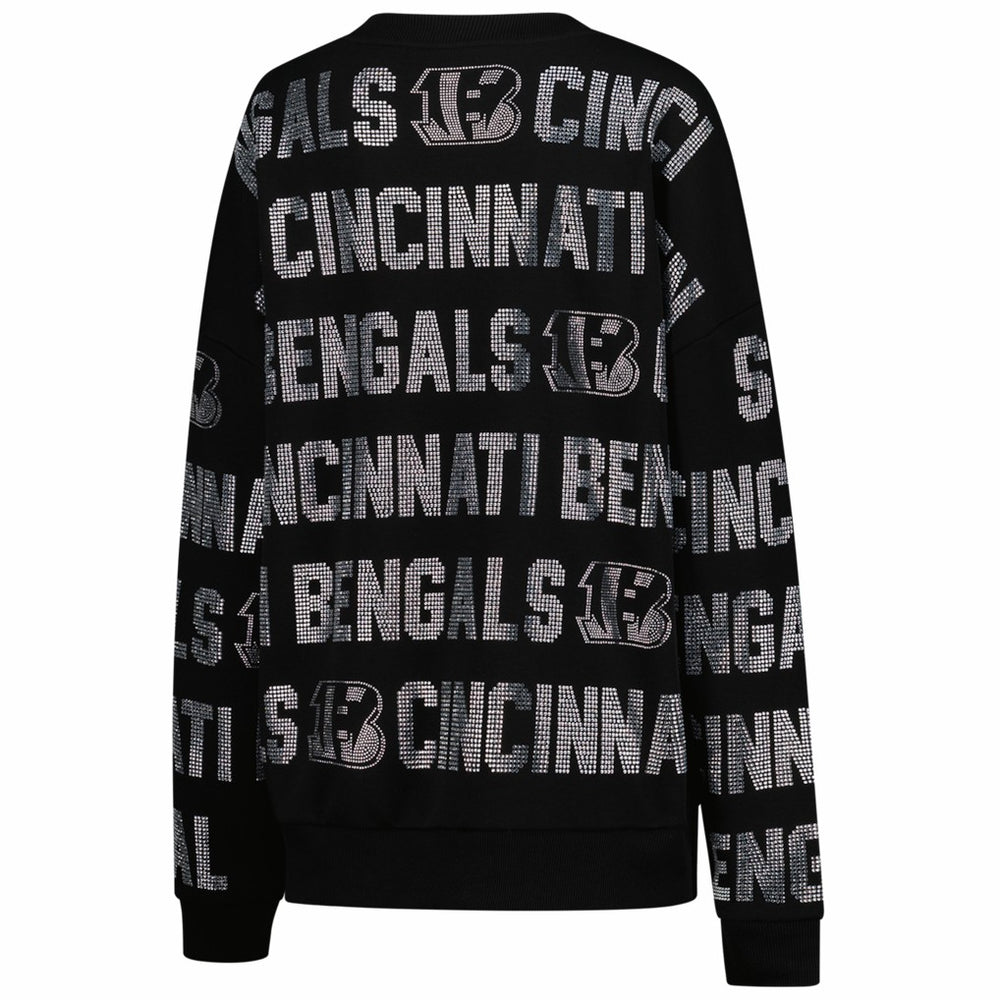 Cincinnati Bengals Gameday Couture Women's Oversized Hype Era Rhinestone Text Sweatshirt - Black on sale
