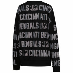 Cincinnati Bengals Gameday Couture Women's Oversized Hype Era Rhinestone Text Sweatshirt - Black on sale