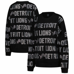 Detroit Lions Gameday Couture Women's Oversized Hype Era Rhinestone Text Sweatshirt - Black cheap