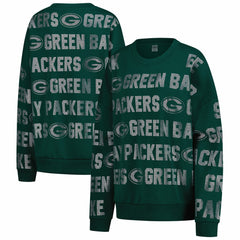 Green Bay Packers Gameday Couture Women's Oversized Hype Era Rhinestone Text Sweatshirt - Green on sale