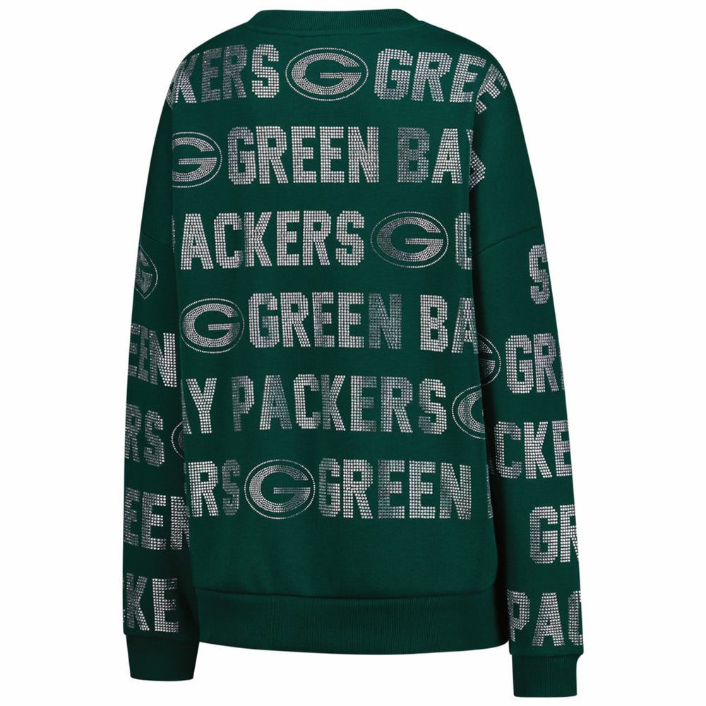 Green Bay Packers Gameday Couture Women's Oversized Hype Era Rhinestone Text Sweatshirt - Green on sale