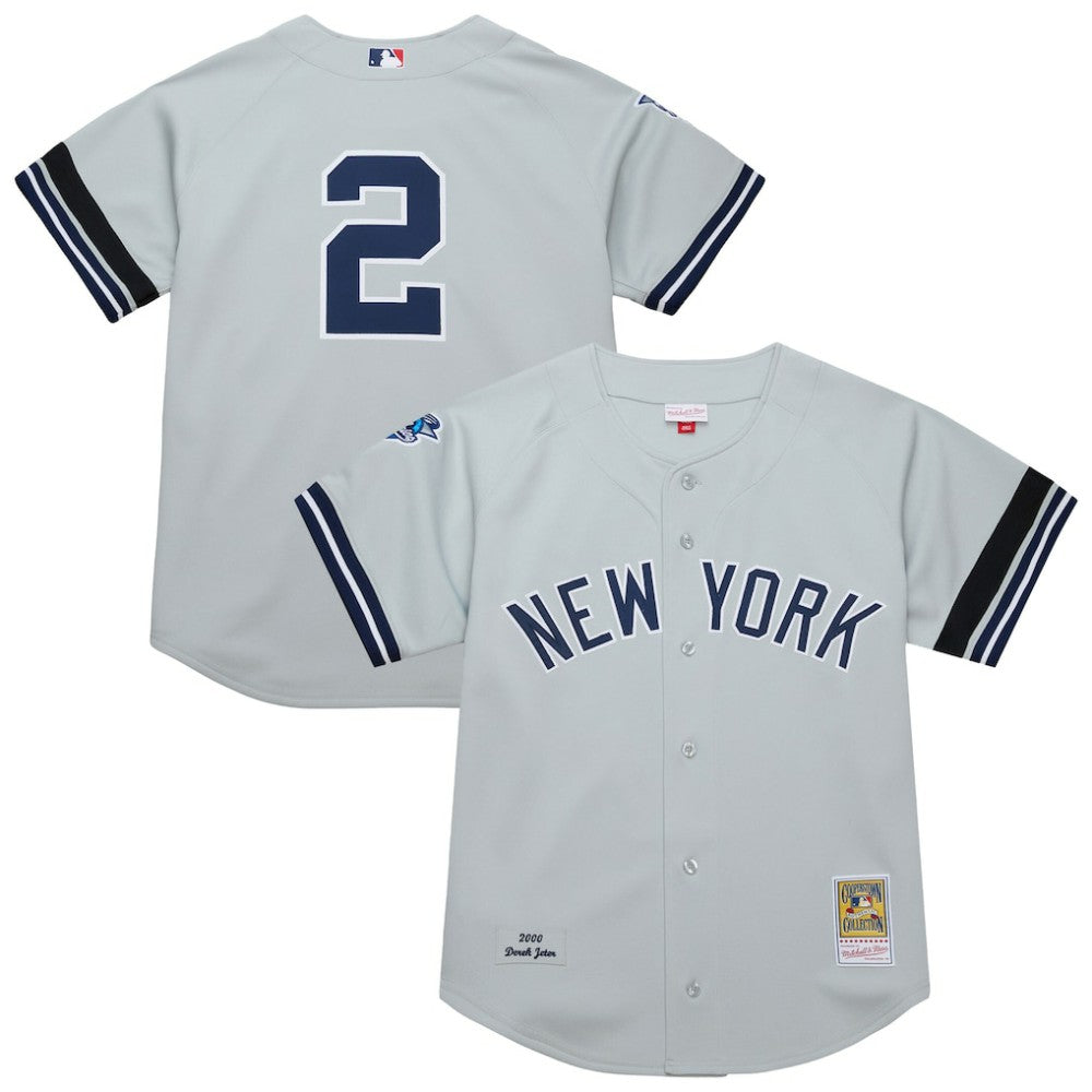 Derek Jeter New York Yankees Cooperstown Collection 2000 World Series Authentic Jersey Gray