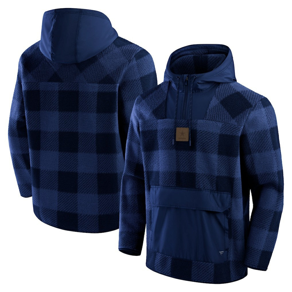 Dallas Cowboys Elements Plaid Polar Fleece Quarter-Zip Hoodie - Navy sale