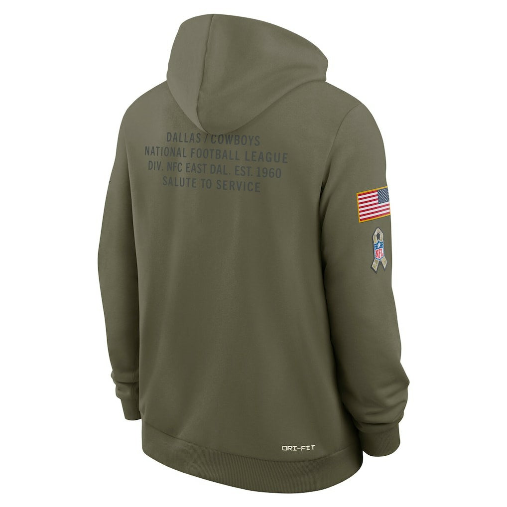 Dallas Cowboys 2025 Salute to Service Sideline Standard Issue Dri-FIT Hoodie - Olive on sale