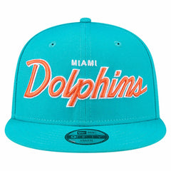 Miami Dolphins New Era Youth Main Script 9FIFTY Snapback Hat - Aqua on sale