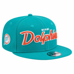 Miami Dolphins New Era Youth Main Script 9FIFTY Snapback Hat - Aqua online