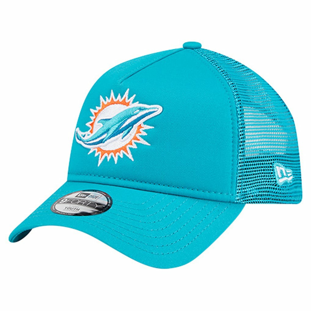 Miami Dolphins New Era Youth Main A-Frame 9FORTY Adjustable Hat - Aqua online