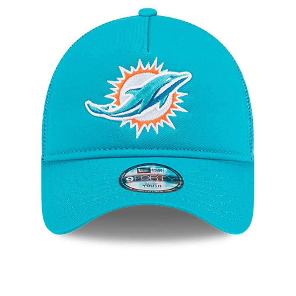 Miami Dolphins New Era Youth Main A-Frame 9FORTY Adjustable Hat - Aqua online