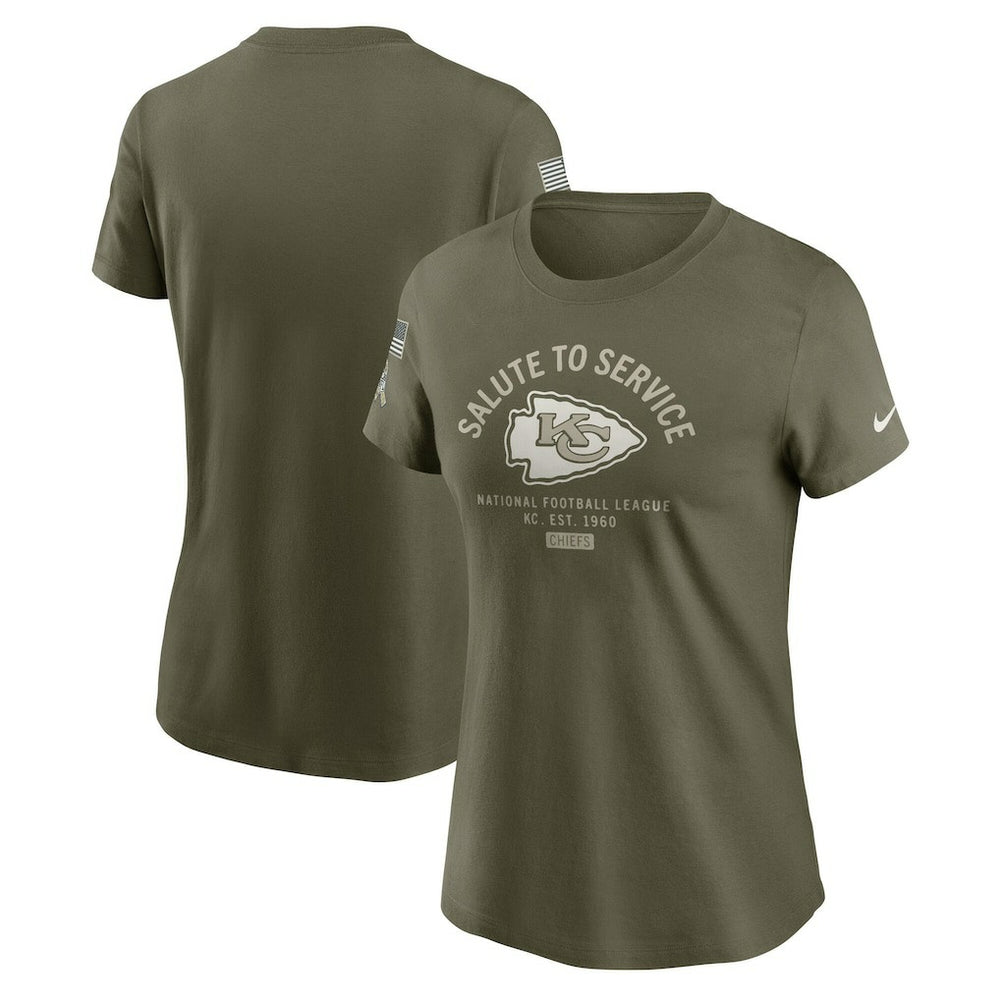 Kansas City Chiefs Women's 2025 Salute to Service Sideline T-Shirt - Olive discount