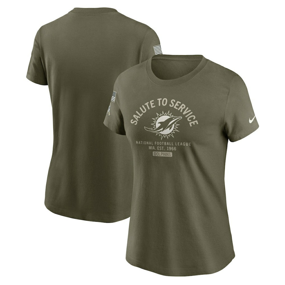 Miami Dolphins Women's 2025 Salute to Service Sideline T-Shirt - Olive online