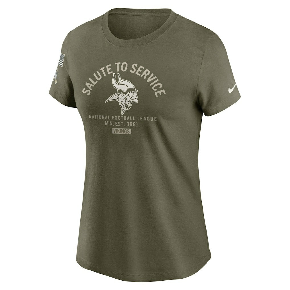 Minnesota Vikings Women's 2025 Salute to Service Sideline T-Shirt - Olive cheap