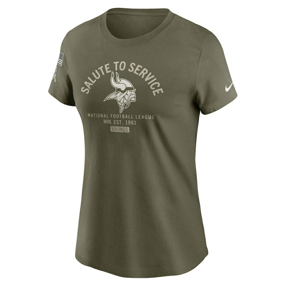 Minnesota Vikings Women's 2025 Salute to Service Sideline T-Shirt - Olive cheap