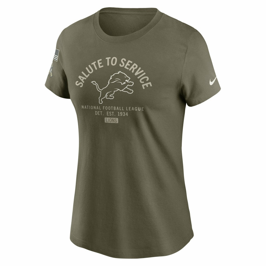 Detroit Lions Women's 2025 Salute to Service Sideline T-Shirt - Olive on sale