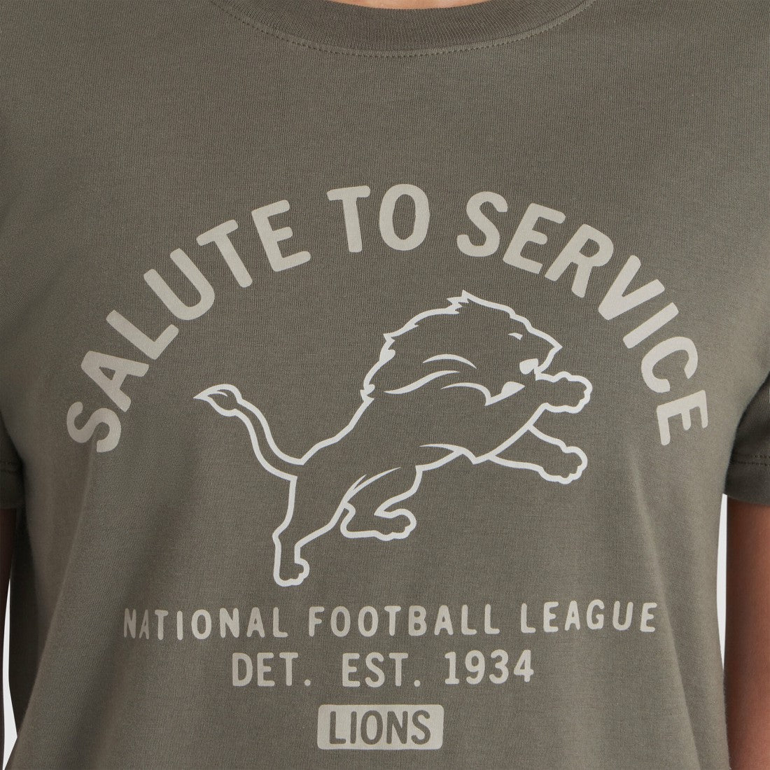 Detroit Lions Women's 2025 Salute to Service Sideline T-Shirt - Olive on sale
