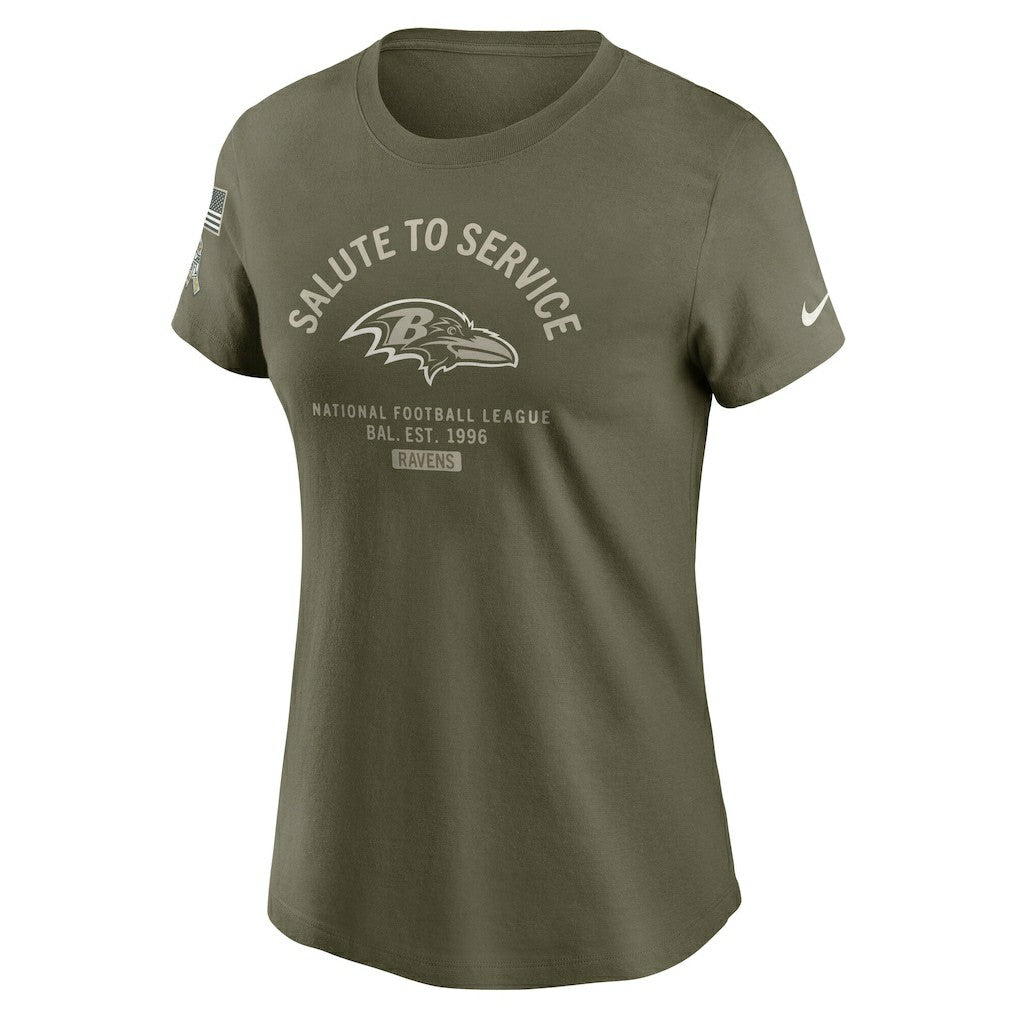Baltimore Ravens Women's 2025 Salute to Service Sideline T-Shirt - Olive for sale