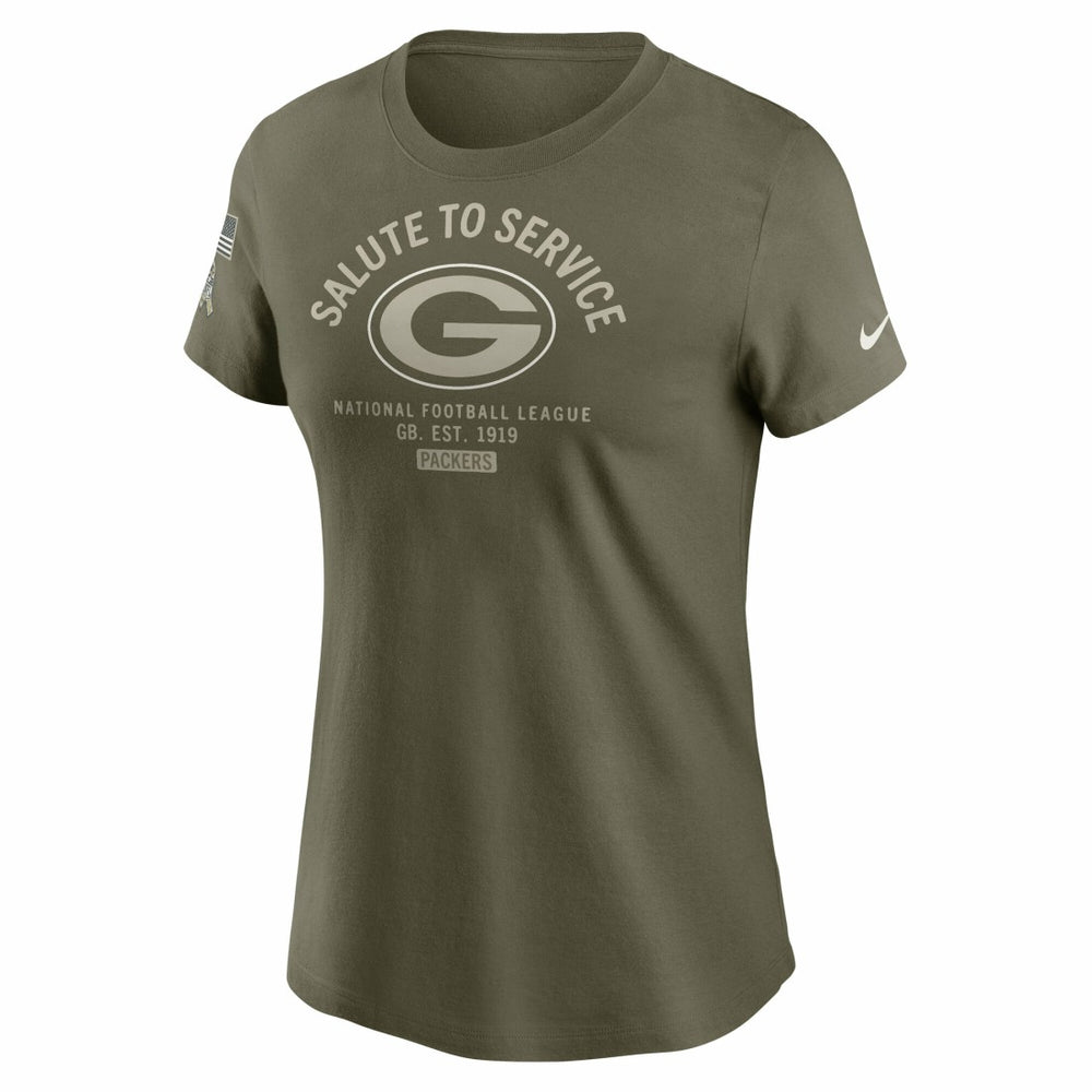 Green Bay Packers Women's 2025 Salute to Service Sideline T-Shirt - Olive on sale