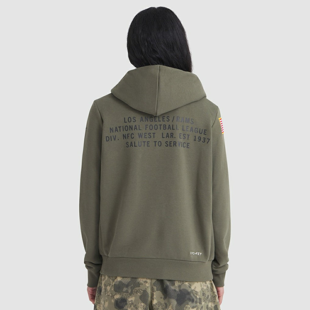 Los Angeles Rams Women's 2025 Salute to Service Sideline Standard Issue Dri-FIT Hoodie - Olive on sale