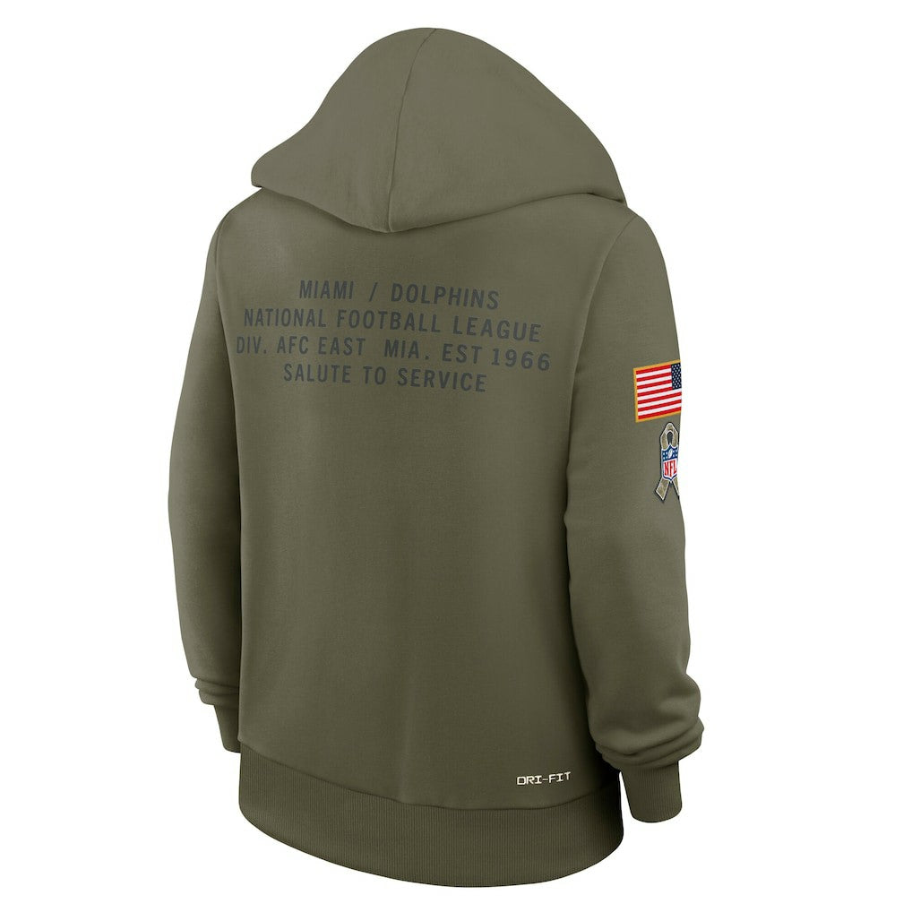 Miami Dolphins Women's 2025 Salute to Service Sideline Standard Issue Dri-FIT Hoodie - Olive on sale