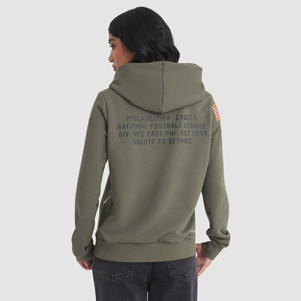 Philadelphia Eagles Women's 2025 Salute to Service Sideline Standard Issue Dri-FIT Hoodie - Olive for sale