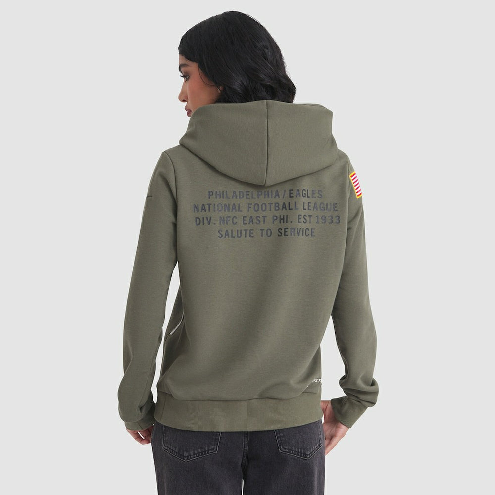 Philadelphia Eagles Women's 2025 Salute to Service Sideline Standard Issue Dri-FIT Hoodie - Olive for sale
