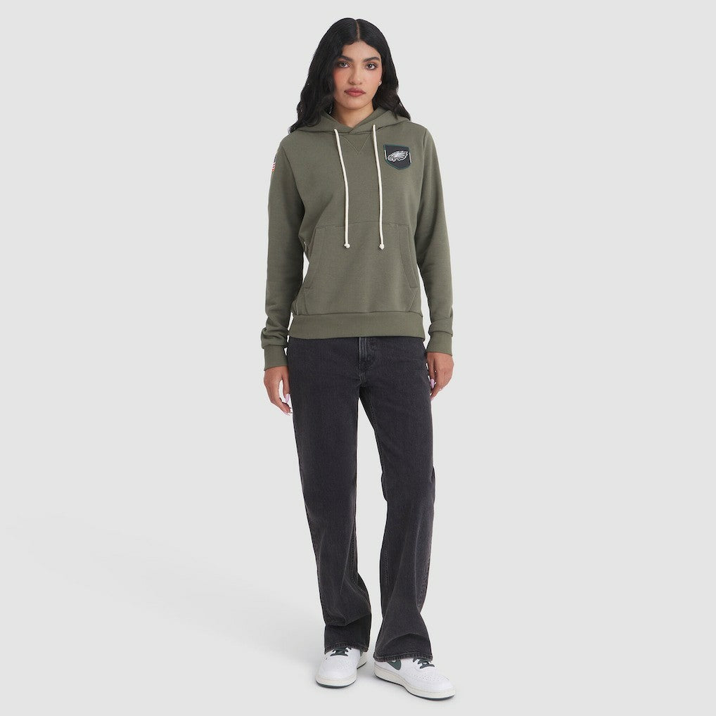 Philadelphia Eagles Women's 2025 Salute to Service Sideline Standard Issue Dri-FIT Hoodie - Olive for sale