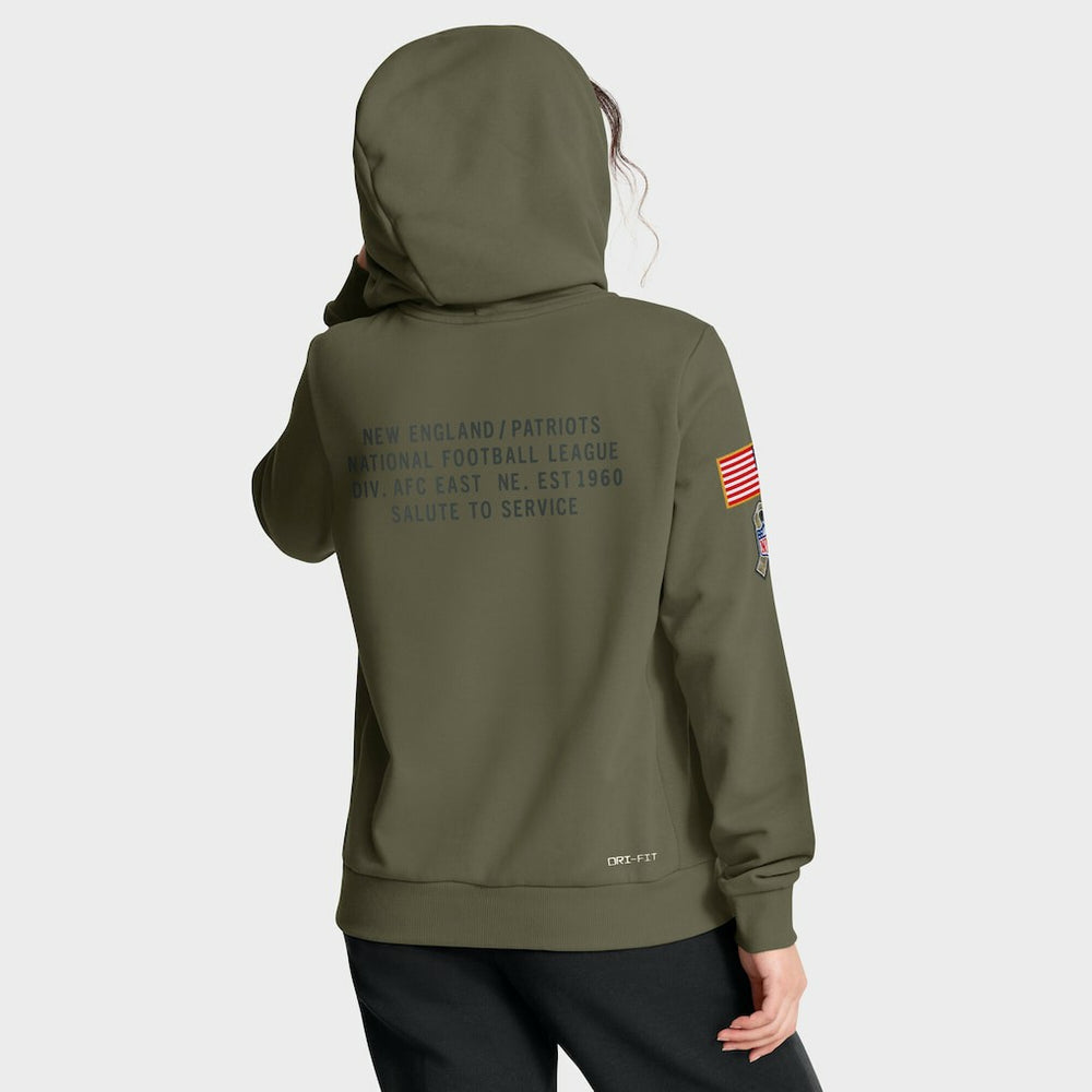 New England Patriots Women's 2025 Salute to Service Sideline Standard Issue Dri-FIT Hoodie - Olive sale