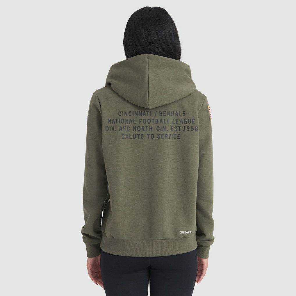 Cincinnati Bengals Women's 2025 Salute to Service Sideline Standard Issue Dri-FIT Hoodie - Olive on sale