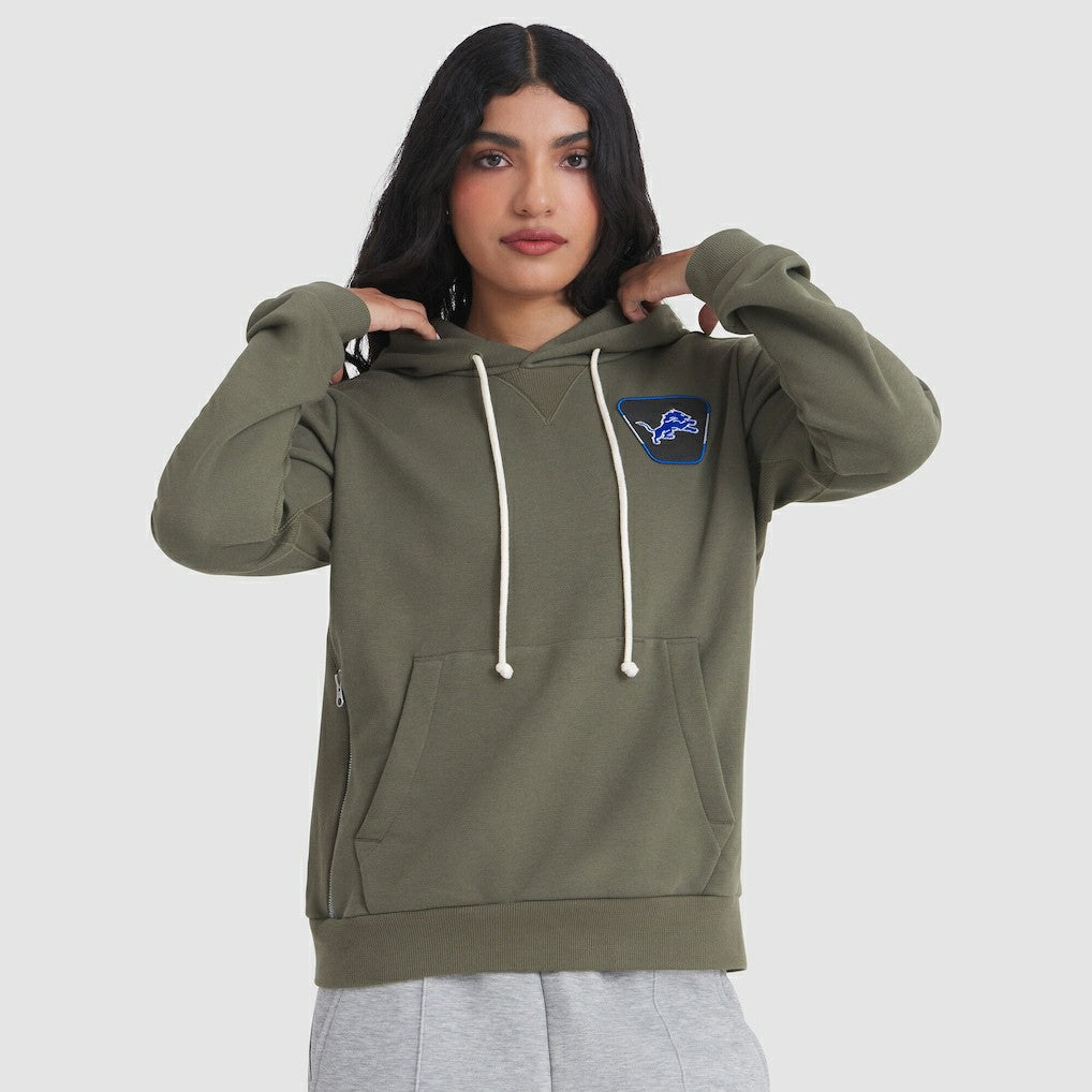 Detroit Lions Women's 2025 Salute to Service Sideline Standard Issue Dri-FIT Hoodie - Olive for sale