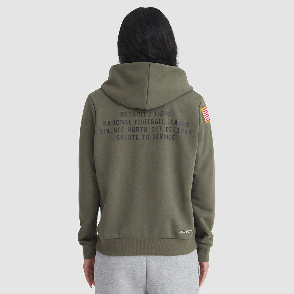 Detroit Lions Women's 2025 Salute to Service Sideline Standard Issue Dri-FIT Hoodie - Olive for sale