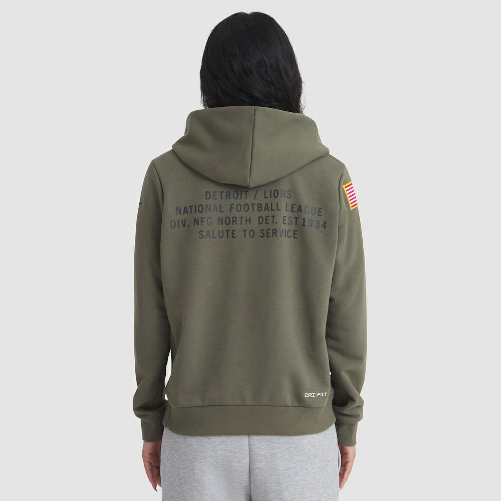 Detroit Lions Women's 2025 Salute to Service Sideline Standard Issue Dri-FIT Hoodie - Olive for sale